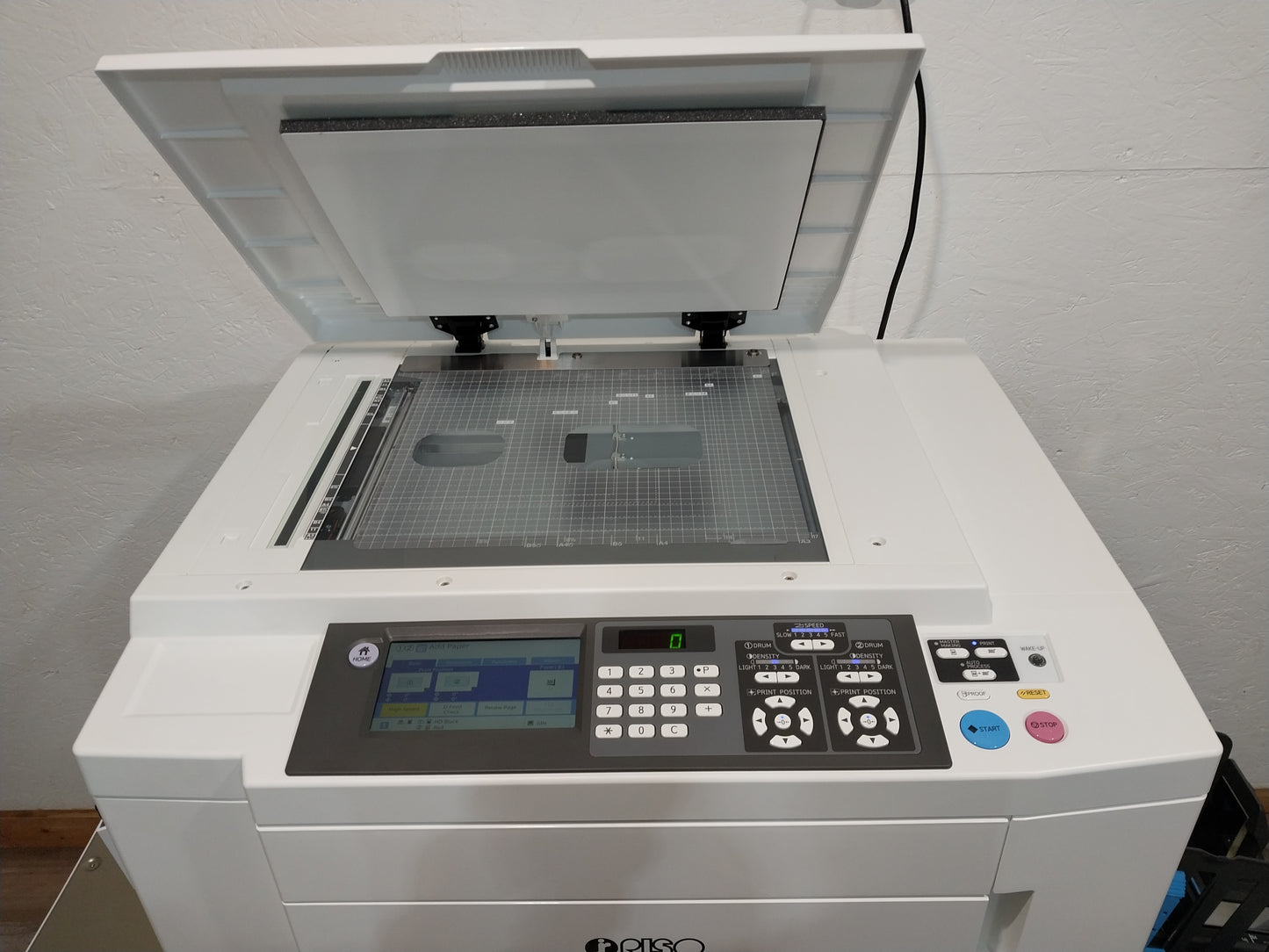Riso MH9450 Two-Color/Single-Pass Digital Duplicator with Black Drum, Red Drum and Stand!