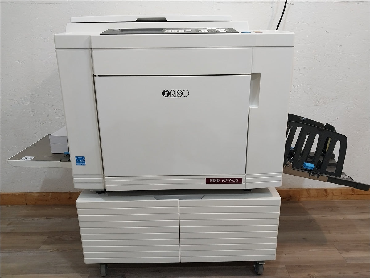 Riso MF9450 2-Color/1-Pass Digital Duplicator with Network Print and 3 Print Cylinders!