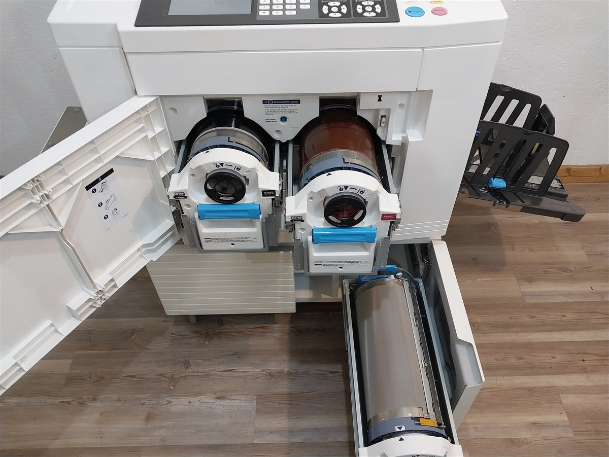 Riso MF9450 2-Color/1-Pass Digital Duplicator with Network Print and 3 Print Cylinders!
