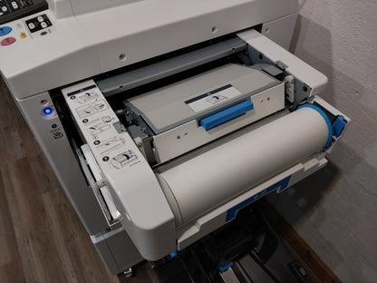 Riso MH9450 Two-Color/Single-Pass Digital Duplicator with Black Drum, Red Drum and Stand!