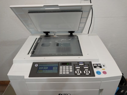 Riso MH9450 Two-Color/Single-Pass Digital Duplicator with Black Drum, Red Drum and Stand!