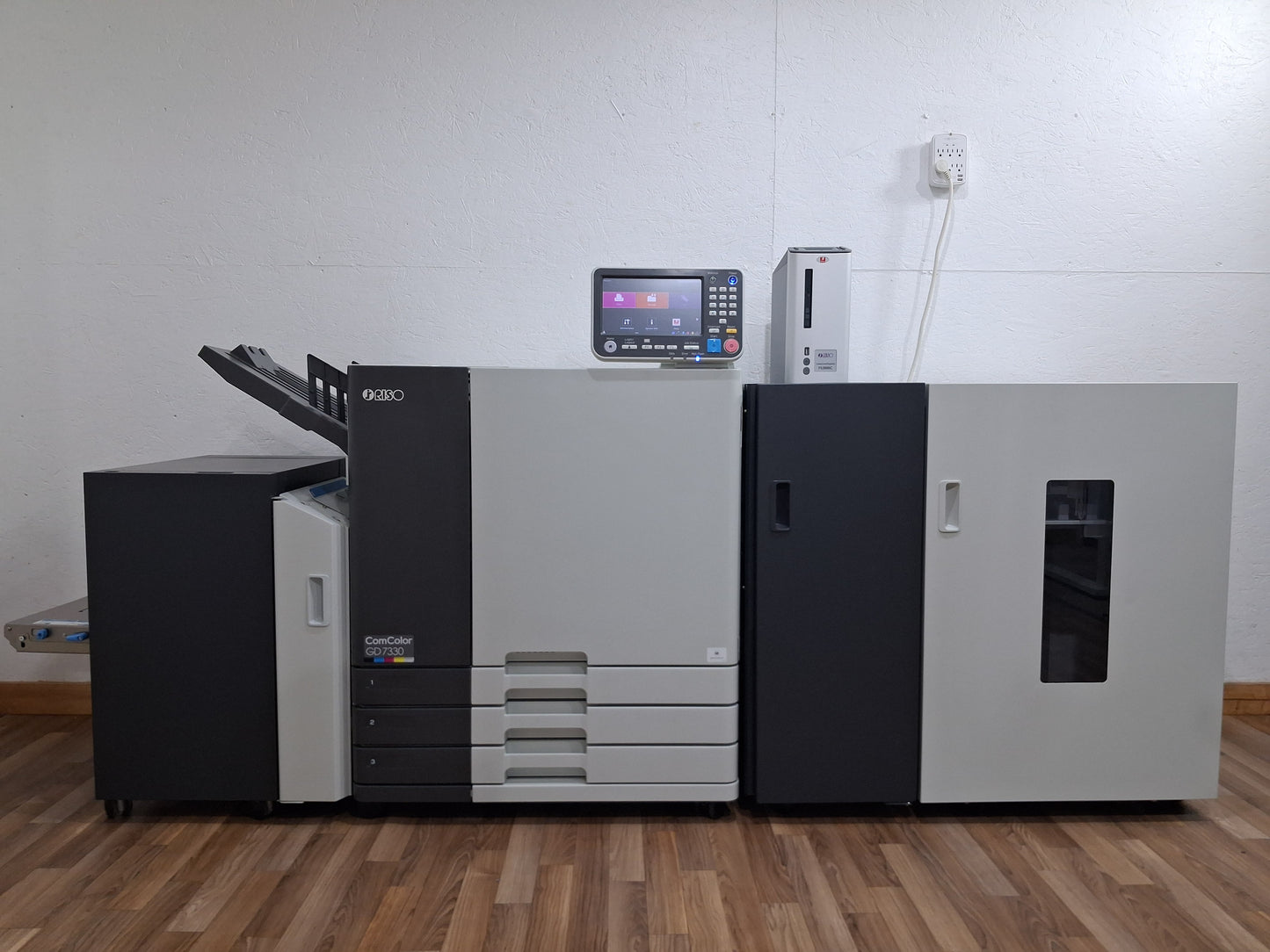 New Riso ComColor GD7330 Full Color Inkjet Printer with a New Fiery Controller, High-Capacity Feeder and High-Capacity Stacker