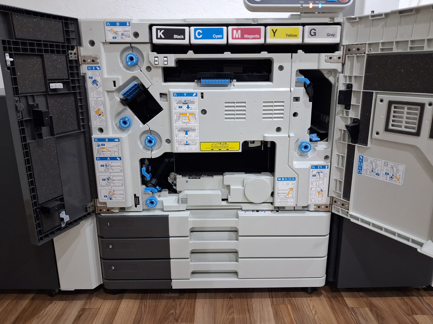 New Riso ComColor GD7330 Full Color Inkjet Printer with a New Fiery Controller, High-Capacity Feeder and High-Capacity Stacker