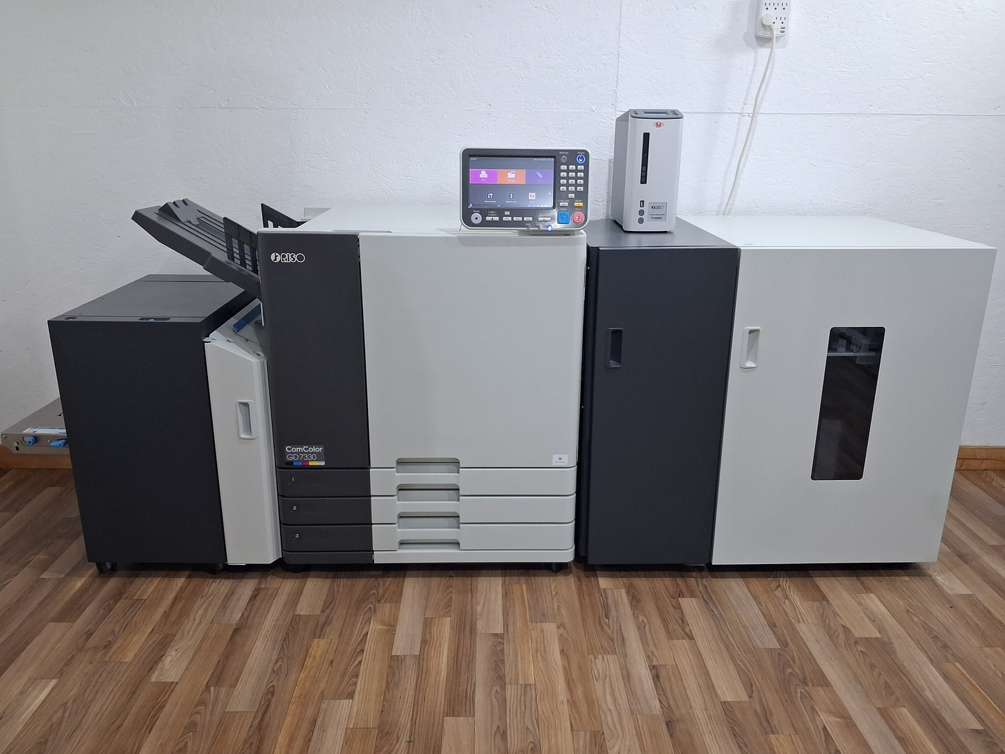New Riso ComColor GD7330 Full Color Inkjet Printer with a New Fiery Controller, High-Capacity Feeder and High-Capacity Stacker