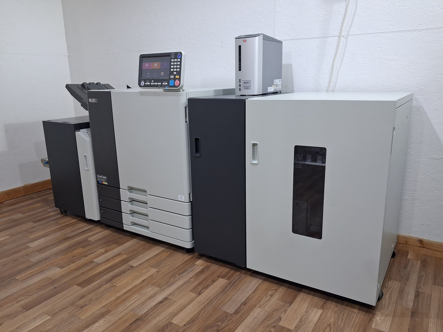 New Riso ComColor GD7330 Full Color Inkjet Printer with a New Fiery Controller, High-Capacity Feeder and High-Capacity Stacker