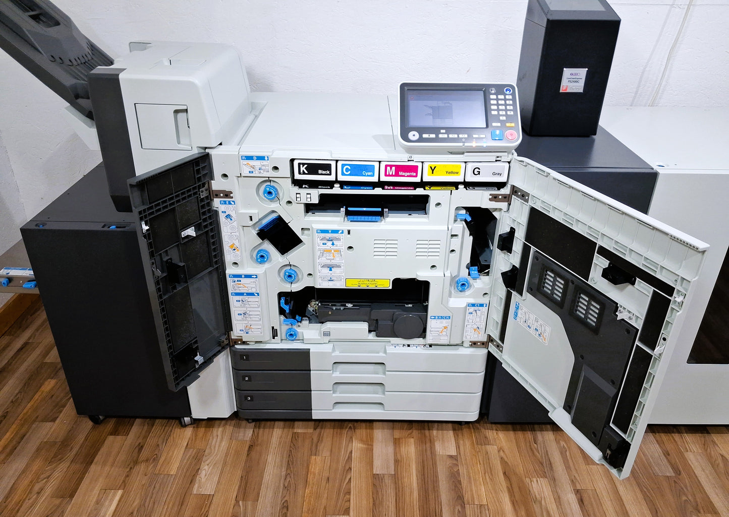 Riso ComColor GL7430 Full Color Inkjet Printer with a High-Capacity Feeder, High-Capacity Stacker, Face Down Finisher and Fiery Controller