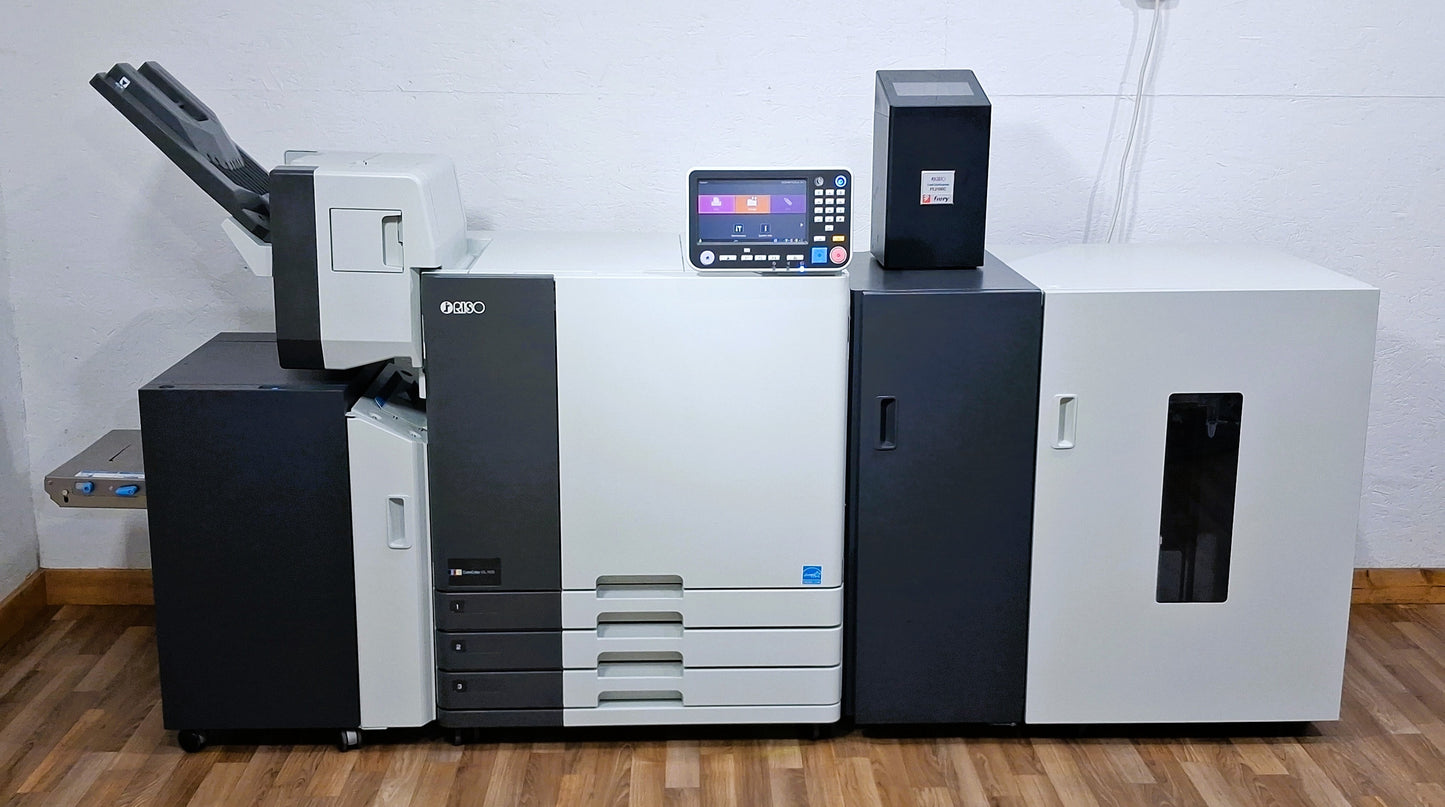 Riso ComColor GL7430 Full Color Inkjet Printer with a High-Capacity Feeder, High-Capacity Stacker, Face Down Finisher and Fiery Controller