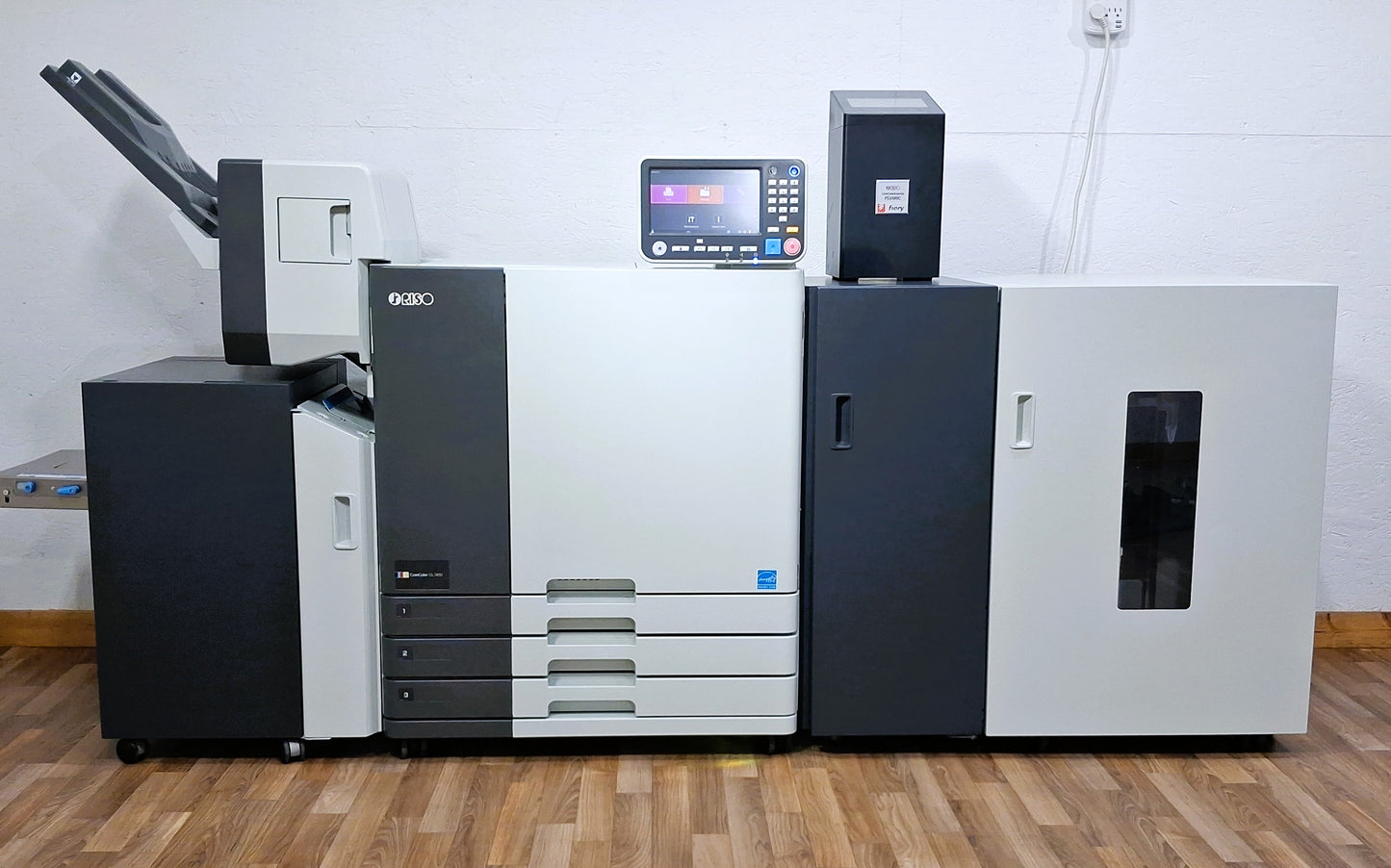 Riso ComColor GL7430 Full Color Inkjet Printer with a High-Capacity Feeder, High-Capacity Stacker, Face Down Finisher and Fiery Controller
