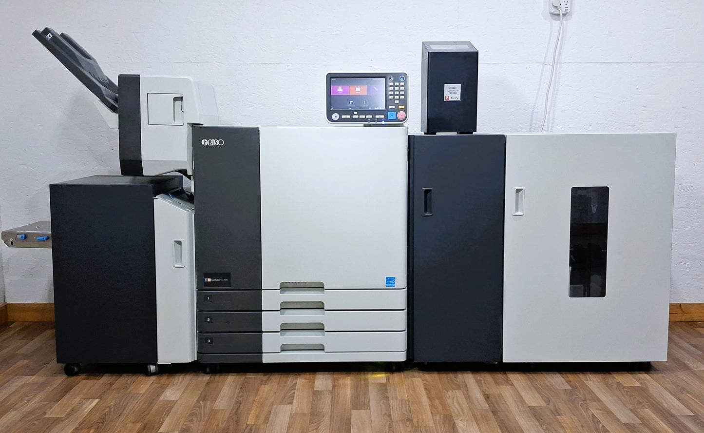 Riso ComColor GL7430 Full Color Inkjet Printer with a High-Capacity Feeder, High-Capacity Stacker, Face Down Finisher and Fiery Controller