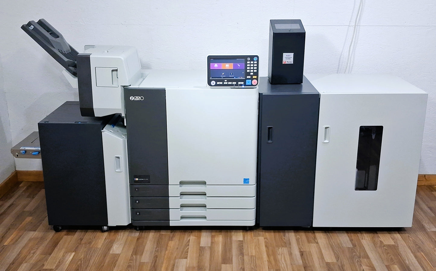 Riso ComColor GL7430 Full Color Inkjet Printer with a High-Capacity Feeder, High-Capacity Stacker, Face Down Finisher and Fiery Controller