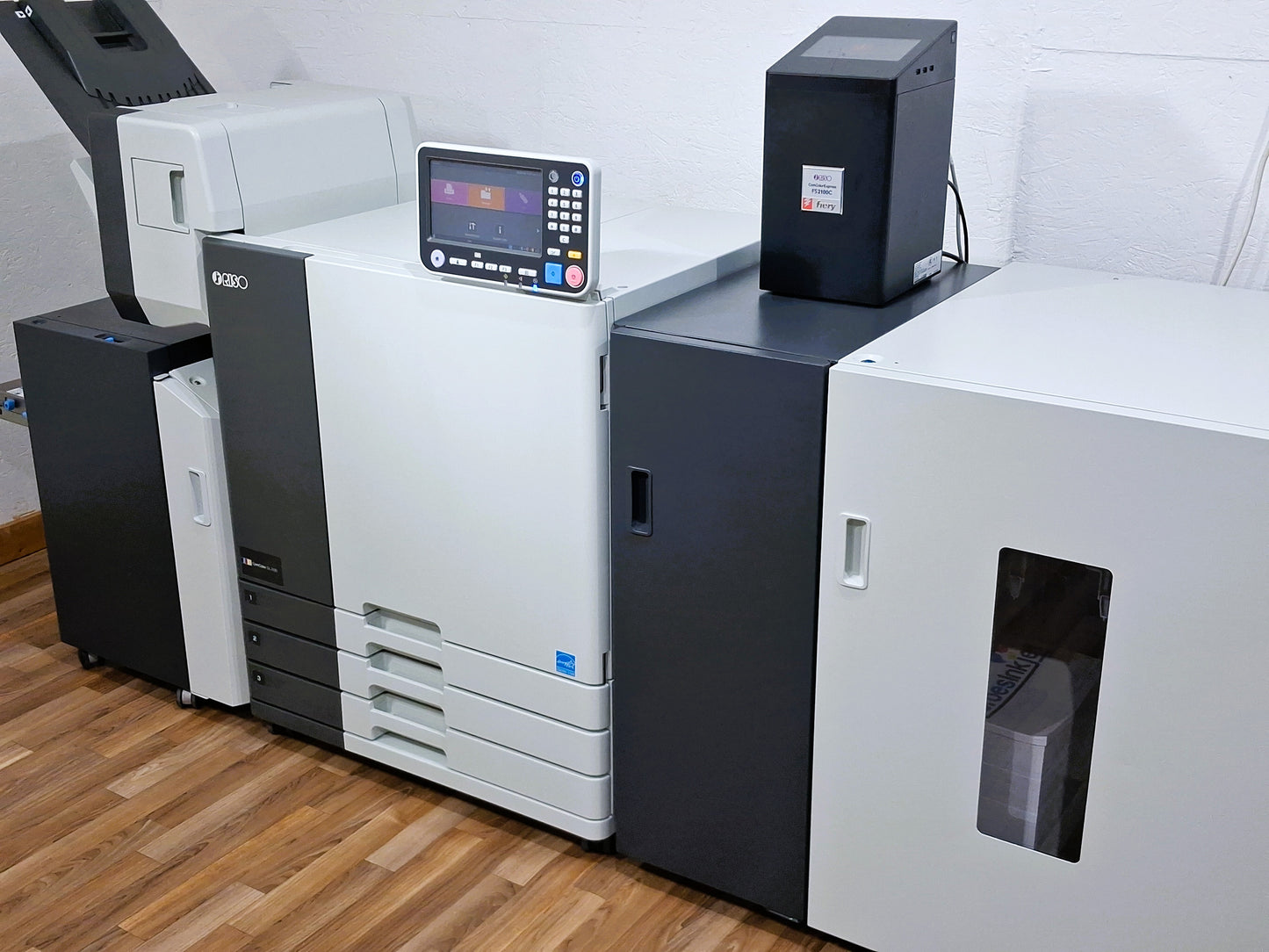Riso ComColor GL7430 Full Color Inkjet Printer with a High-Capacity Feeder, High-Capacity Stacker, Face Down Finisher and Fiery Controller