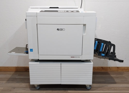 Riso MH9450 Two-Color/Single-Pass Digital Duplicator with Black Drum, Red Drum and Stand!