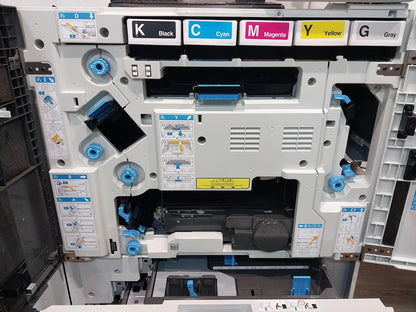 Riso ComColor GL7430 Full-Color Inkjet Printer. Configured with a High-Capacity Feeder, FS2100c Fiery Controller, and Wide Stacking Tray