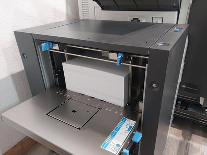 Riso ComColor GL7430 Full-Color Inkjet Printer. Configured with a High-Capacity Feeder, FS2100c Fiery Controller, and Wide Stacking Tray