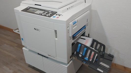 Riso MH9450 Two-Color/Single-Pass Digital Duplicator with Black Drum, Red Drum and Stand!