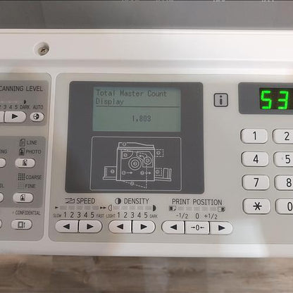 Riso SF5130 Digital Duplicator with USB Print, Black Drum and Stand. Only 93K Prints!